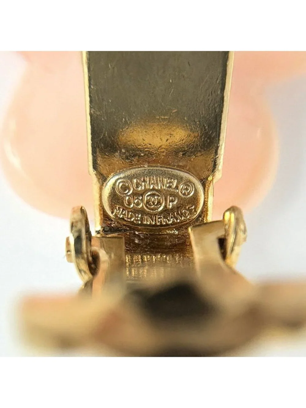 Chanel CC Logo Earrings Flower Gold Plated Pink